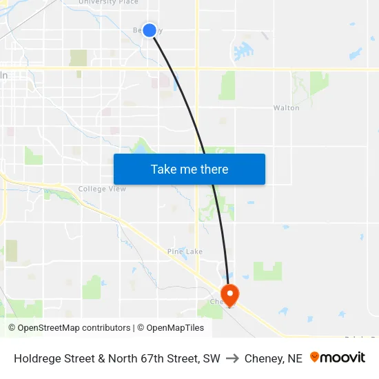 Holdrege Street & North 67th Street, SW to Cheney, NE map