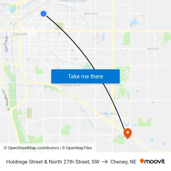 Holdrege Street & North 27th Street, SW to Cheney, NE map