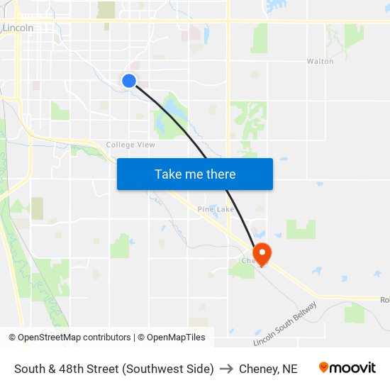 South & 48th Street (Southwest Side) to Cheney, NE map