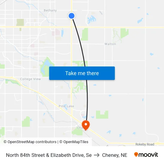 North 84th Street & Elizabeth Drive, Se to Cheney, NE map