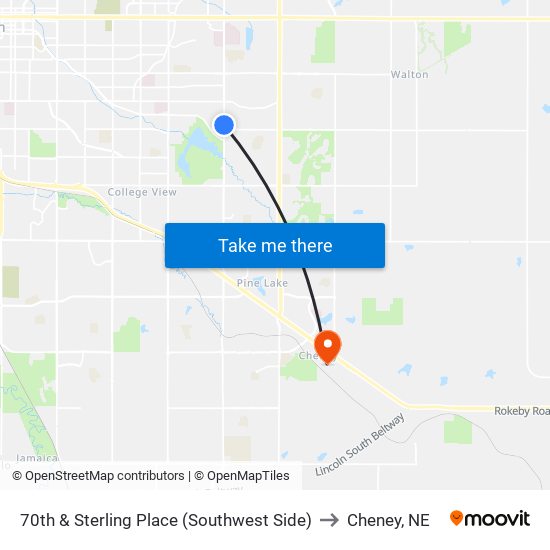 70th & Sterling Place (Southwest Side) to Cheney, NE map