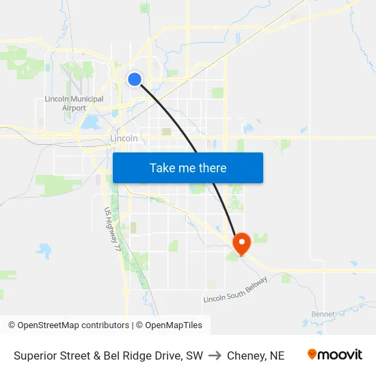 Superior Street & Bel Ridge Drive, SW to Cheney, NE map