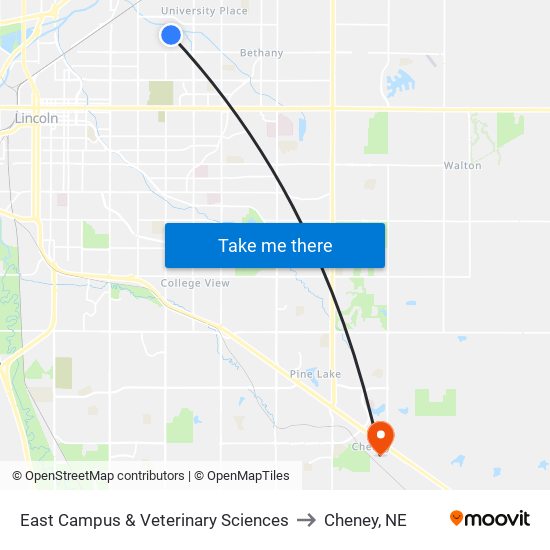 East Campus & Veterinary Sciences to Cheney, NE map