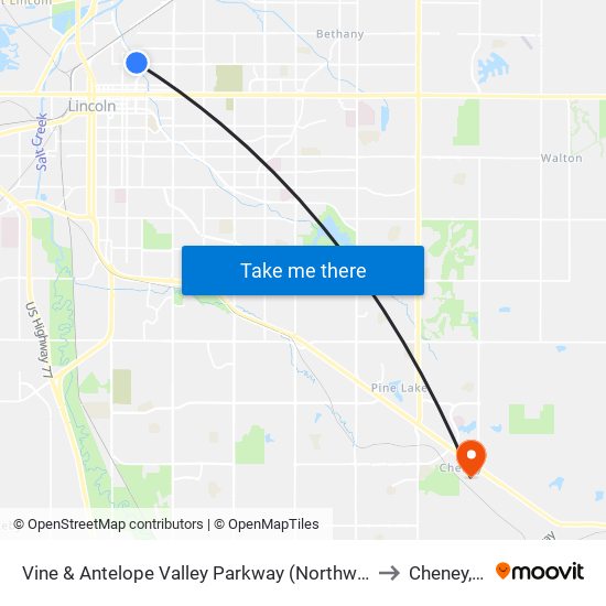 Vine & Antelope Valley Parkway (Northwest Side) to Cheney, NE map