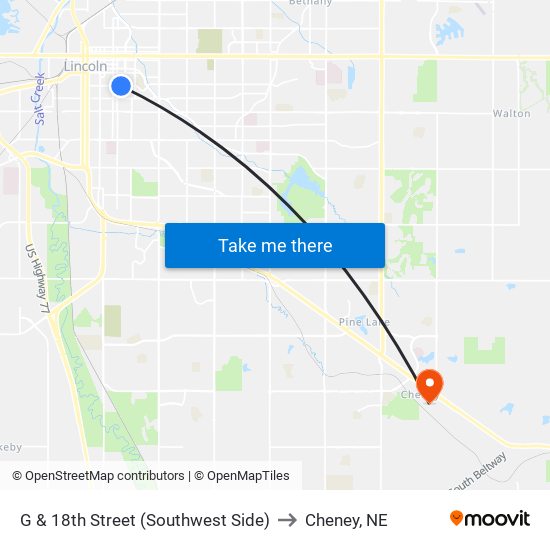 G & 18th Street (Southwest Side) to Cheney, NE map