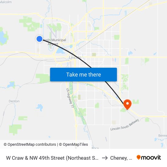 W Craw & NW 49th Street (Northeast Side) to Cheney, NE map