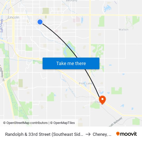 Randolph & 33rd Street (Southeast Side) to Cheney, NE map