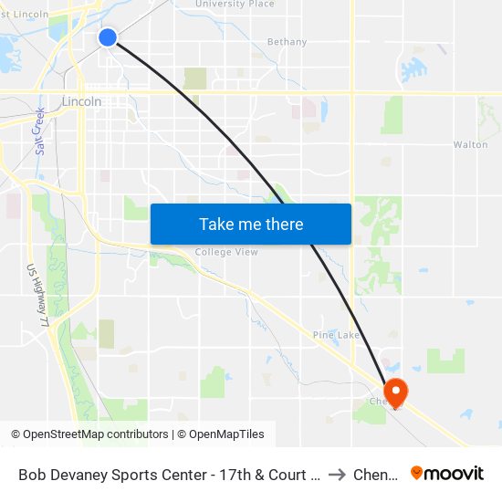 Bob Devaney Sports Center - 17th & Court Street (Southwest Side) to Cheney, NE map