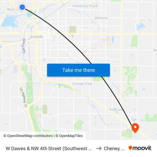 W Dawes & NW 4th Street (Southwest Side) to Cheney, NE map