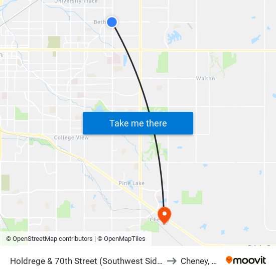 Holdrege & 70th Street (Southwest Side) to Cheney, NE map