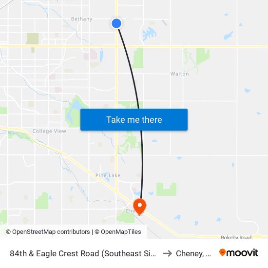 84th & Eagle Crest Road (Southeast Side) to Cheney, NE map