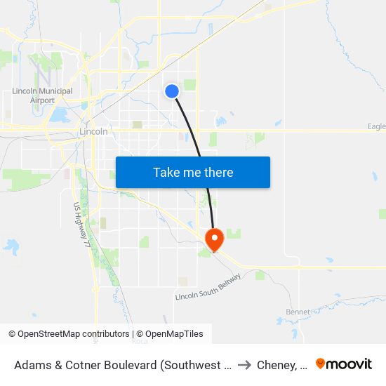 Adams & Cotner Boulevard (Southwest Side) to Cheney, NE map