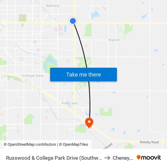 Russwood & College Park Drive (Southwest Side) to Cheney, NE map