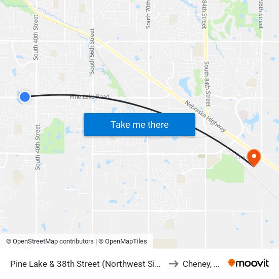 Pine Lake & 38th Street (Northwest Side) to Cheney, NE map