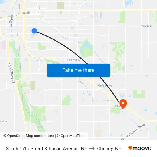 South 17th Street & Euclid Avenue, NE to Cheney, NE map