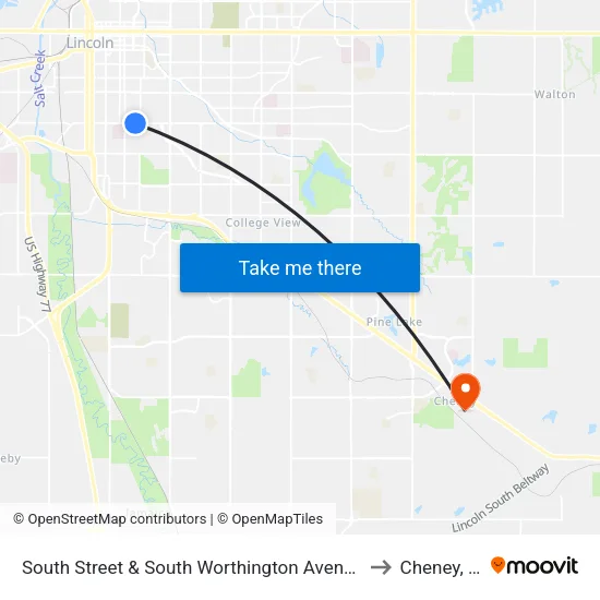 South Street & South Worthington Avenue, NW to Cheney, NE map