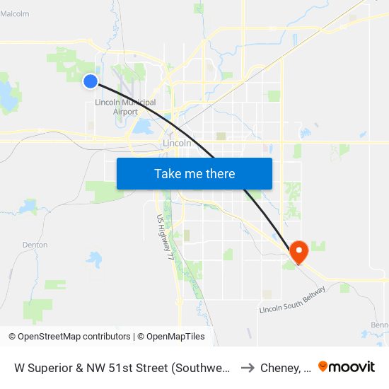 W Superior & NW 51st Street (Southwest Side) to Cheney, NE map