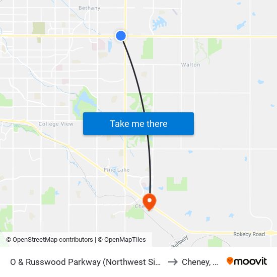 O & Russwood Parkway (Northwest Side) to Cheney, NE map