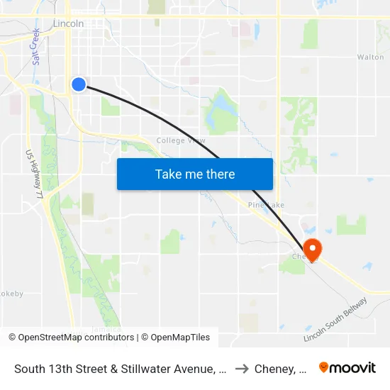 South 13th Street & Stillwater Avenue, Se to Cheney, NE map