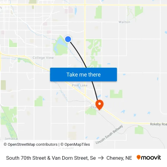 South 70th Street & Van Dorn Street, Se to Cheney, NE map