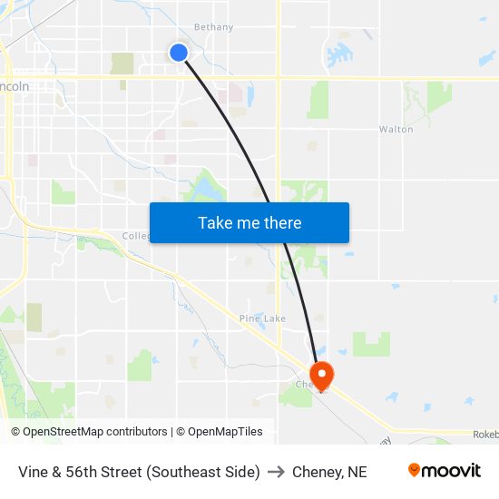 Vine & 56th Street (Southeast Side) to Cheney, NE map