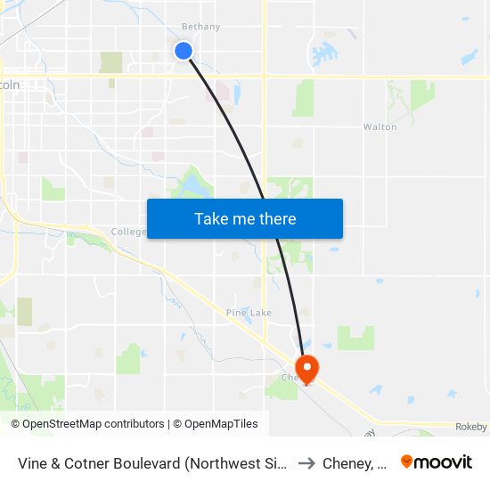 Vine & Cotner Boulevard (Northwest Side) to Cheney, NE map