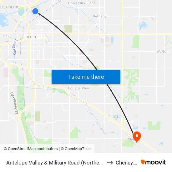 Antelope Valley & Military Road (Northeast Side) to Cheney, NE map