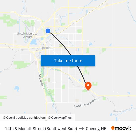 14th & Manatt Street (Southwest Side) to Cheney, NE map