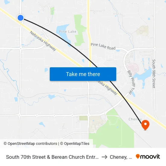 South 70th Street & Berean Church Entrance to Cheney, NE map