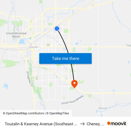 Touzalin & Kearney Avenue (Southeast Side) to Cheney, NE map