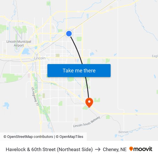 Havelock & 60th Street (Northeast Side) to Cheney, NE map