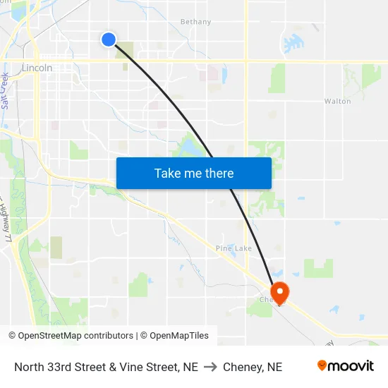North 33rd Street & Vine Street, NE to Cheney, NE map