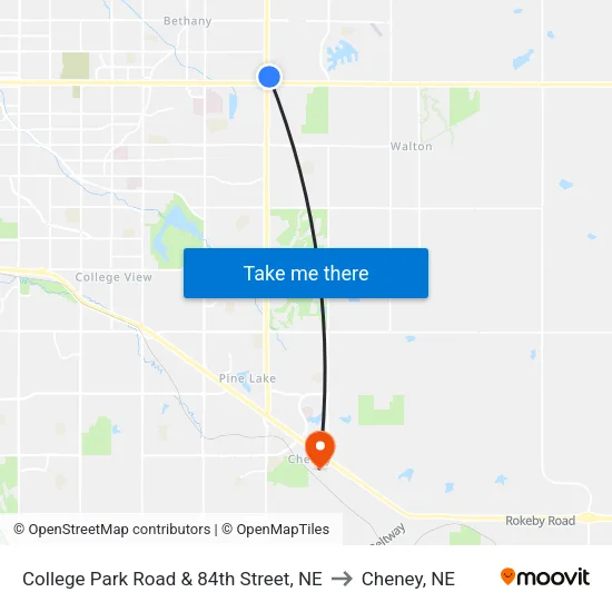 College Park Road & 84th Street, NE to Cheney, NE map