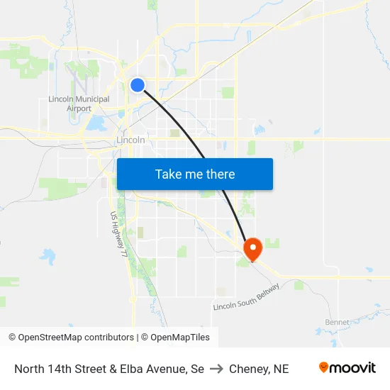 North 14th Street & Elba Avenue, Se to Cheney, NE map