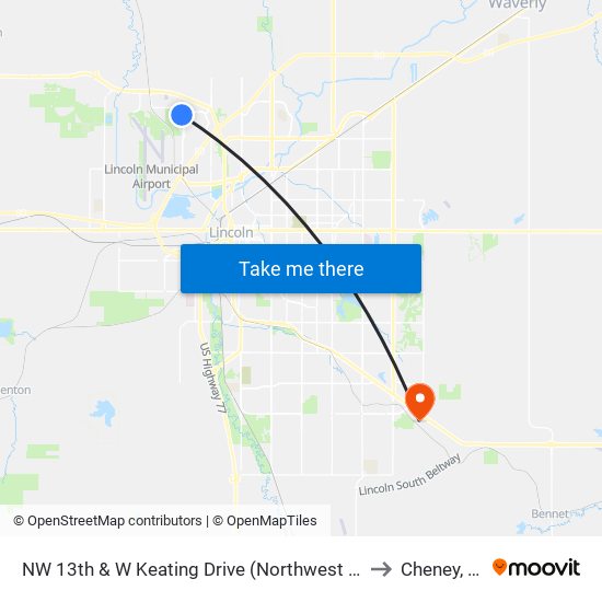 NW 13th & W Keating Drive (Northwest Side) to Cheney, NE map