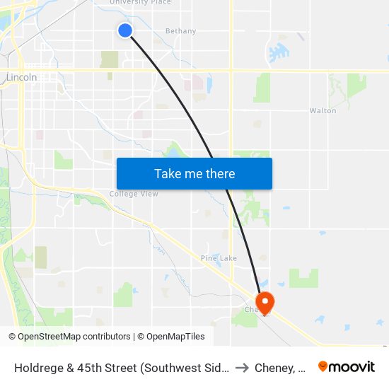 Holdrege & 45th Street (Southwest Side) to Cheney, NE map