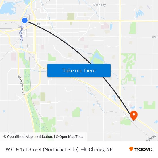 W O & 1st Street (Northeast Side) to Cheney, NE map