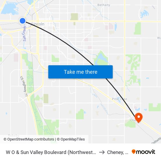 W O & Sun Valley Boulevard (Northwest Side) to Cheney, NE map