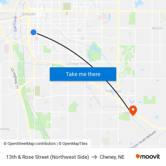 13th & Rose Street (Northwest Side) to Cheney, NE map