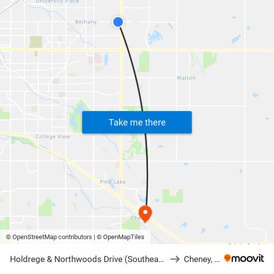 Holdrege & Northwoods Drive (Southeast Side) to Cheney, NE map