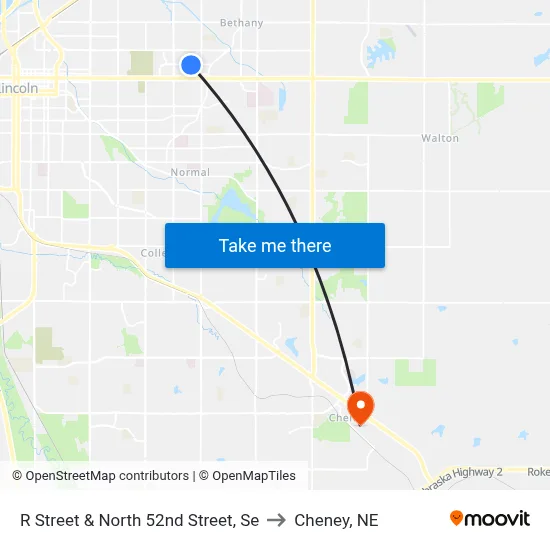 R Street & North 52nd Street, Se to Cheney, NE map