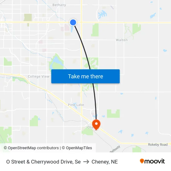 O Street & Cherrywood Drive, Se to Cheney, NE map