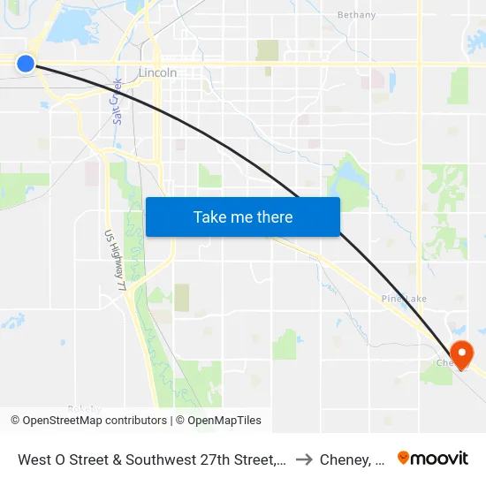 West O Street & Southwest 27th Street, SW to Cheney, NE map