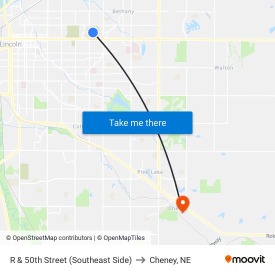 R & 50th Street (Southeast Side) to Cheney, NE map