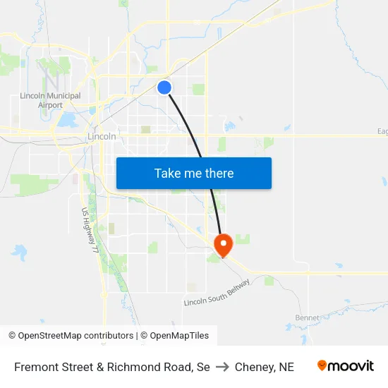 Fremont Street & Richmond Road, Se to Cheney, NE map