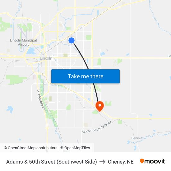 Adams & 50th Street (Southwest Side) to Cheney, NE map