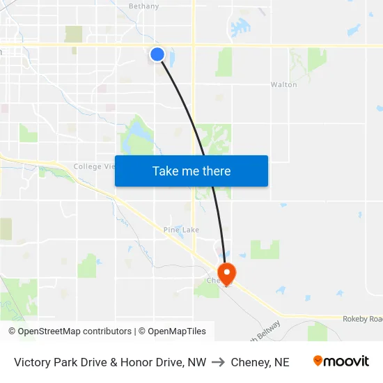 Victory Park Drive & Honor Drive, NW to Cheney, NE map