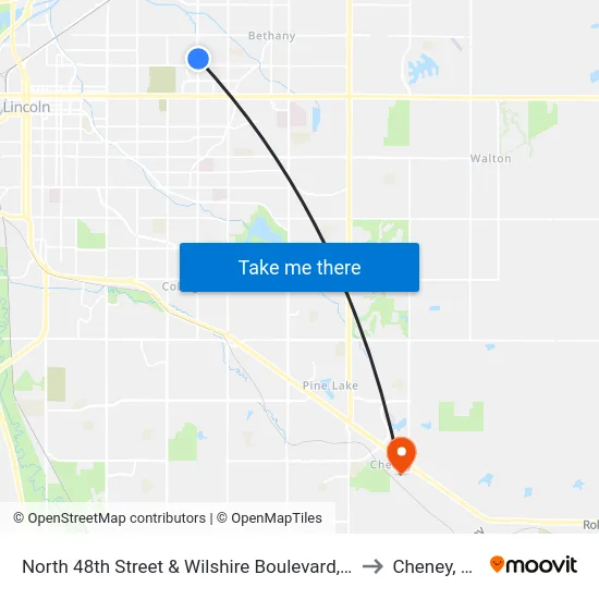 North 48th Street & Wilshire Boulevard, Se to Cheney, NE map