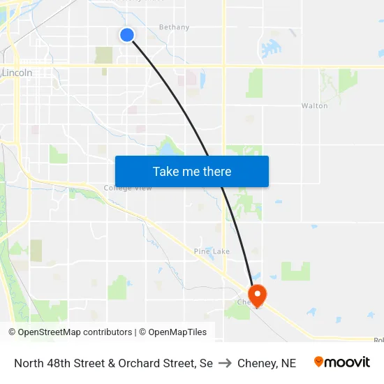 North 48th Street & Orchard Street, Se to Cheney, NE map