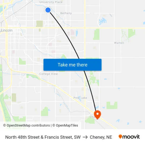 North 48th Street & Francis Street, SW to Cheney, NE map